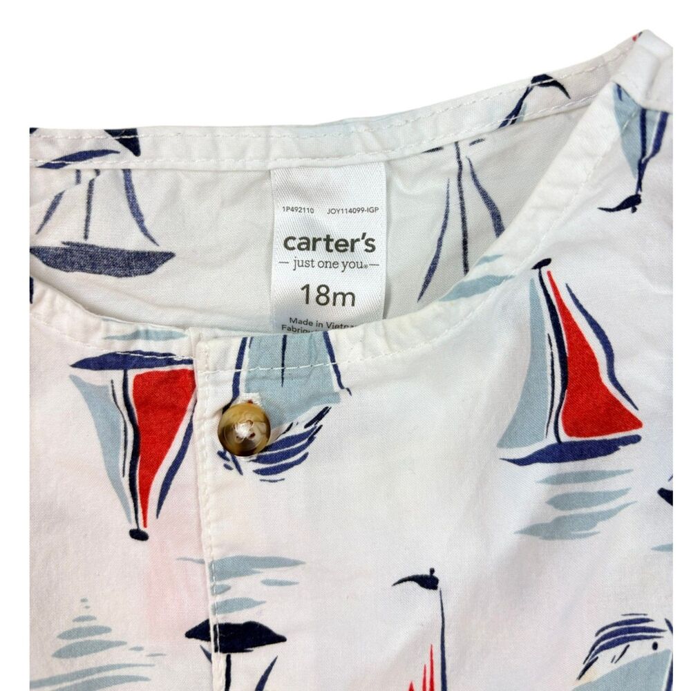 Baby Boys Patriotic Summer Bundle18-24M Sailboat Romper & Striped Shirt 1-Piece - Picture 4 of 7